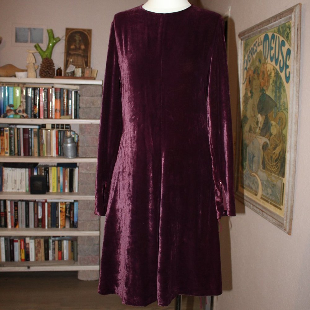 $1590 NWOT Stella McCartney burgundy velvet side lace-up knee length dress